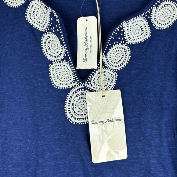 Tommy Bahama Top‎ Women Medium Royal Blue Keira Isle Of Bliss Tunic Beaded - Picture 9 of 16